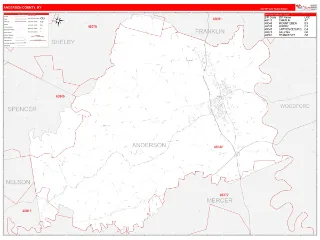 Anderson County, KY RedLine style ZIP Code wall map