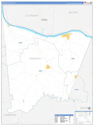 Bracken County, KY Business Reference style ZIP Code wall map