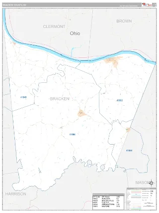 Bracken County, KY Classic style ZIP Code wall map