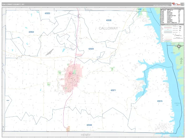 Calloway County, KY ZIP Code Wall Map, Classic style