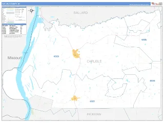 Carlisle County, KY Business Reference style ZIP Code wall map