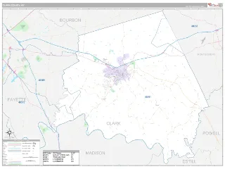 Clark County, KY Classic style ZIP Code wall map