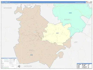 Estill County, KY ColorCast style ZIP Code wall map