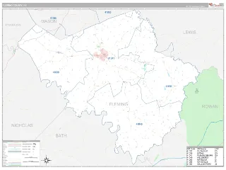 Fleming County, KY Classic style ZIP Code wall map