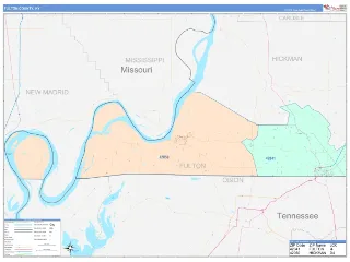 Fulton County, KY ColorCast style ZIP Code wall map
