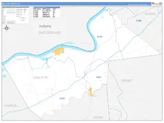 Gallatin County, KY Business Reference style ZIP Code wall map