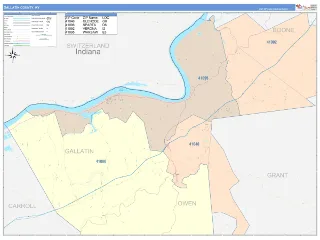 Gallatin County, KY ColorCast style ZIP Code wall map
