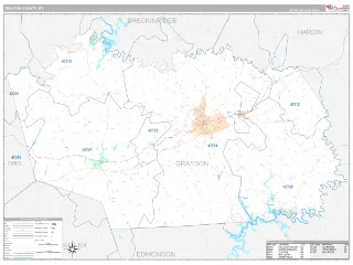 Grayson County, KY Classic style ZIP Code wall map