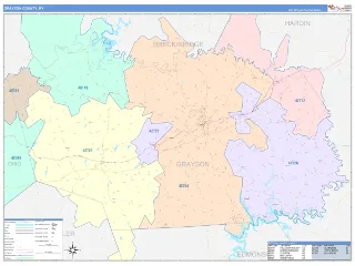 Grayson County, KY ColorCast style ZIP Code wall map