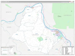 Greenup County, KY Classic style ZIP Code wall map