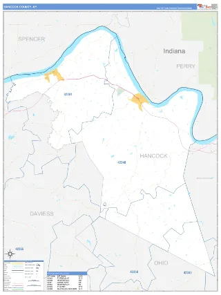 Hancock County, KY Business Reference style ZIP Code wall map
