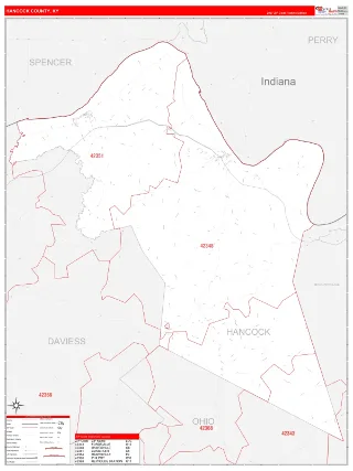 Hancock County, KY RedLine style ZIP Code wall map
