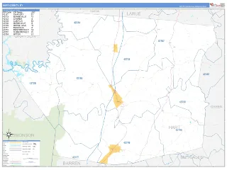 Hart County, KY Business Reference style ZIP Code wall map