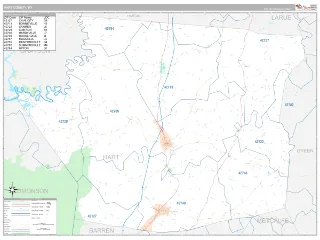Hart County, KY Classic style ZIP Code wall map