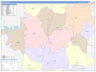 Hart County, KY ColorCast style ZIP Code wall map
