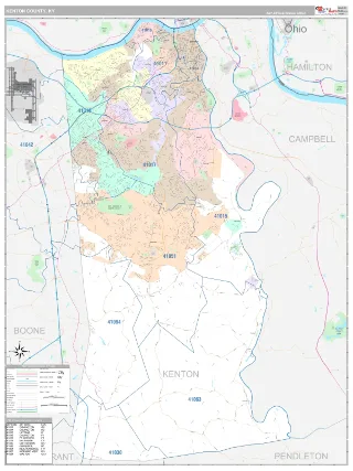 Kenton County, KY Classic style ZIP Code wall map