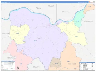 Lewis County, KY ColorCast style ZIP Code wall map