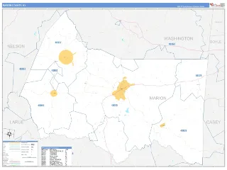Marion County, KY Business Reference style ZIP Code wall map