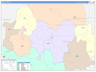 Marion County, KY ColorCast style ZIP Code wall map