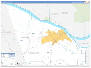 McCracken County, KY Business Reference style ZIP Code wall map