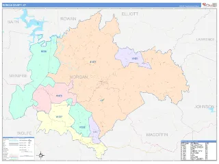 Morgan County, KY ColorCast style ZIP Code wall map
