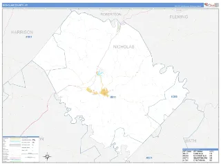 Nicholas County, KY Business Reference style ZIP Code wall map