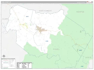 Powell County, KY Classic style ZIP Code wall map