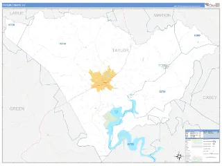 Taylor County, KY Business Reference style ZIP Code wall map