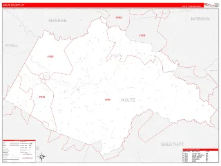 Wolfe County, KY RedLine style ZIP Code wall map