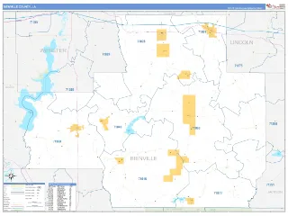 Bienville County, LA Business Reference style ZIP Code wall map