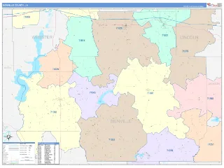 Bienville County, LA ColorCast style ZIP Code wall map