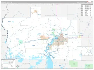 Calcasieu County, LA Classic style ZIP Code wall map