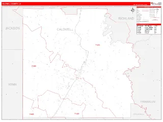Caldwell County, LA RedLine style ZIP Code wall map