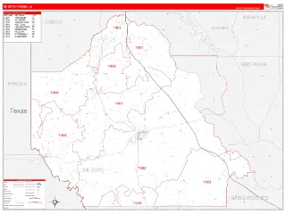 DeSoto County, LA RedLine style ZIP Code wall map