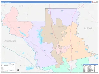 Grant County, LA ColorCast style ZIP Code wall map