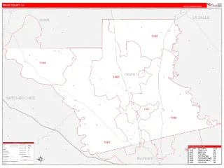 Grant County, LA RedLine style ZIP Code wall map