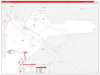 Iberia County, LA RedLine style ZIP Code wall map