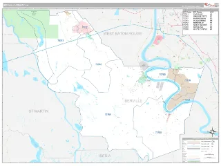 Iberville County, LA Classic style ZIP Code wall map