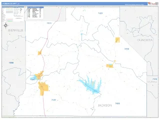 Jackson County, LA Business Reference style ZIP Code wall map