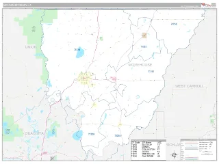 Morehouse County, LA Classic style ZIP Code wall map