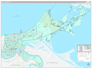 Orleans County, LA Classic style ZIP Code wall map