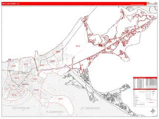 Orleans County, LA RedLine style ZIP Code wall map