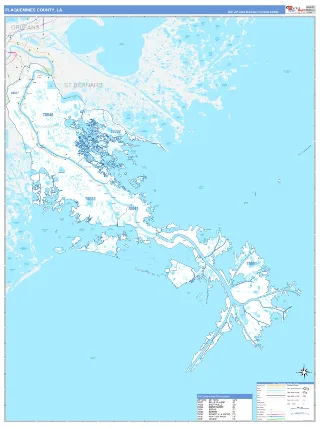 Plaquemines County, LA Business Reference style ZIP Code wall map