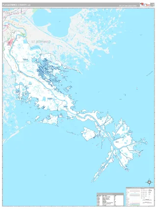 Plaquemines County, LA Classic style ZIP Code wall map
