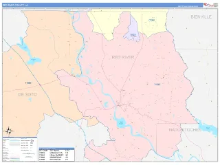 Red River County, LA ColorCast style ZIP Code wall map
