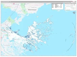 St. Bernard County, LA Classic style ZIP Code wall map
