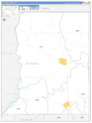 St. Helena County, LA Business Reference style ZIP Code wall map