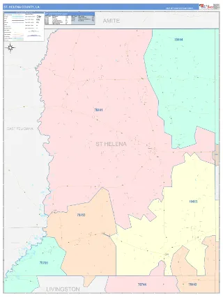 St. Helena County, LA ColorCast style ZIP Code wall map