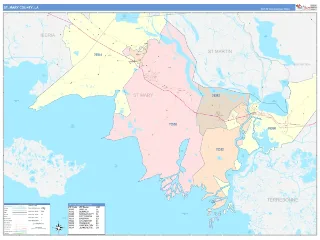 St. Mary County, LA ColorCast style ZIP Code wall map