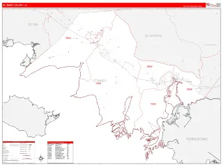 St. Mary County, LA RedLine style ZIP Code wall map